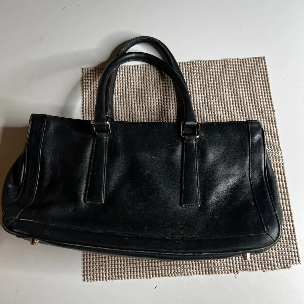 Coach Black Leather Satchel Handbag Silver Hardware 9419 Vintage